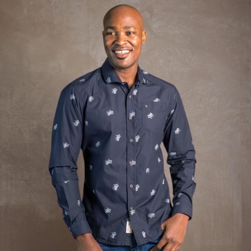 Stacked Nguni Slim Fit Shirt - Midnight