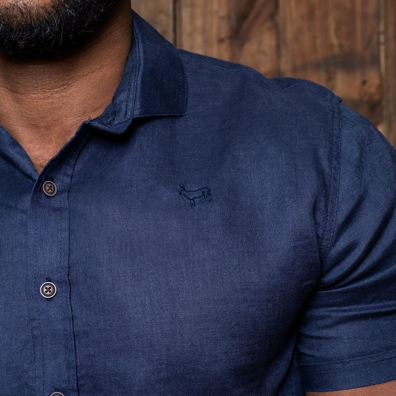 Summer Linen Short Sleeve Shirt Midnight