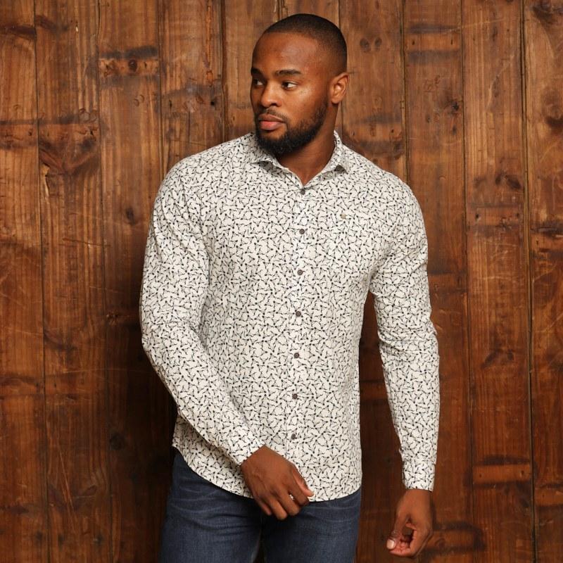 Kingsley Heath Overlapped Nguni Slim Fit Shirt - Pelican