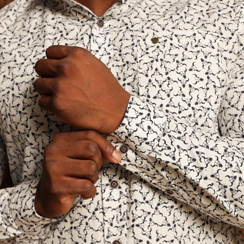Kingsley Heath Overlapped Nguni Slim Fit Shirt - Pelican