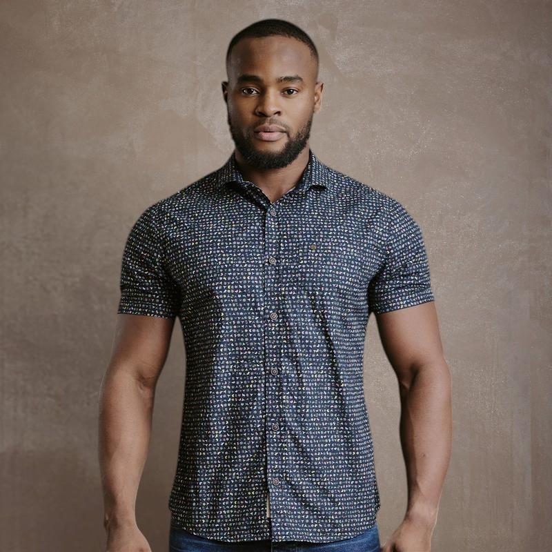 Ditsy Kingsley Heath Elements Slim Fit Shirt - Midnight