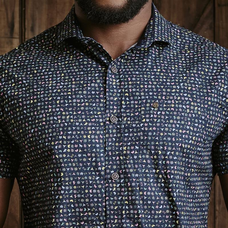 Ditsy Kingsley Heath Elements Slim Fit Shirt - Midnight