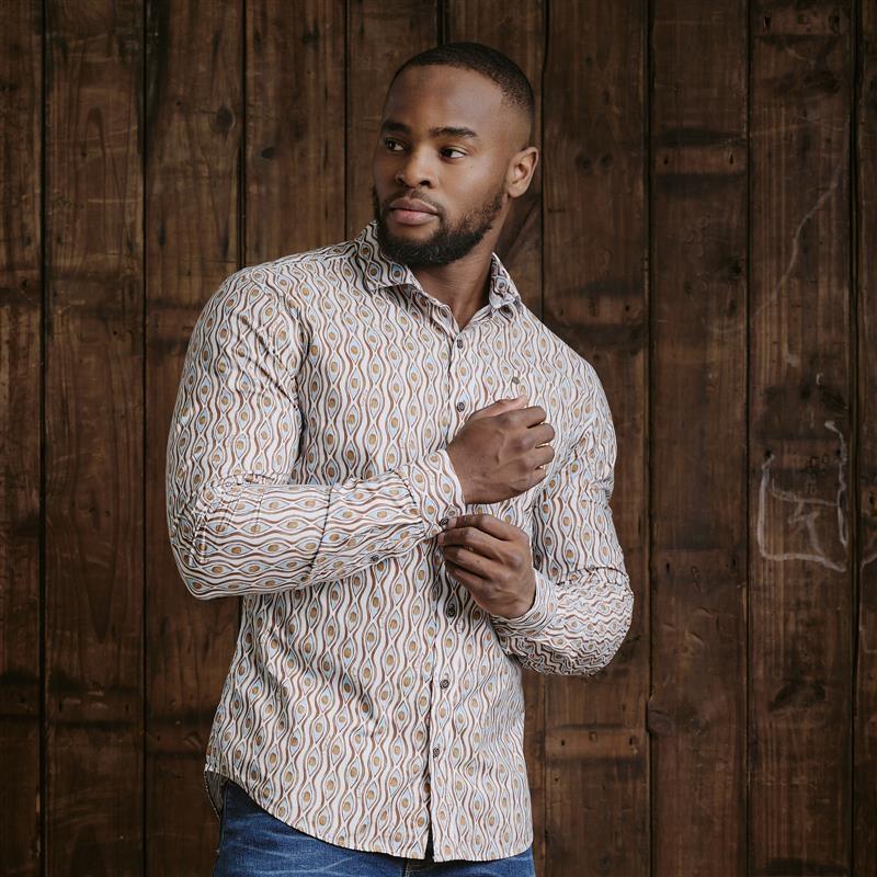 Kingsley Nandi Seed Slim Fit Shirt - Pelican
