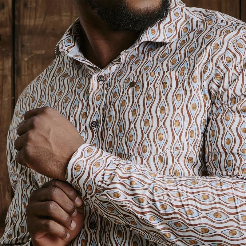Kingsley Nandi Seed Slim Fit Shirt - Pelican
