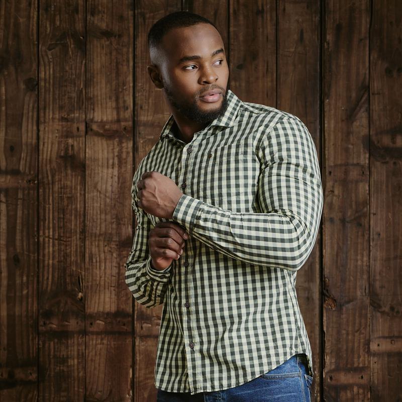 Kingsley Spring Gingham Slim Fit Shirt - Fatigue