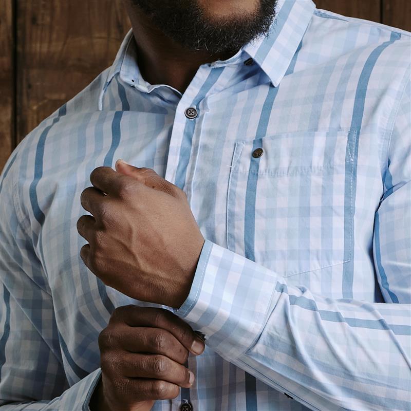 Kingsley Cape Quarter Muscle Fit Shirt - Sky