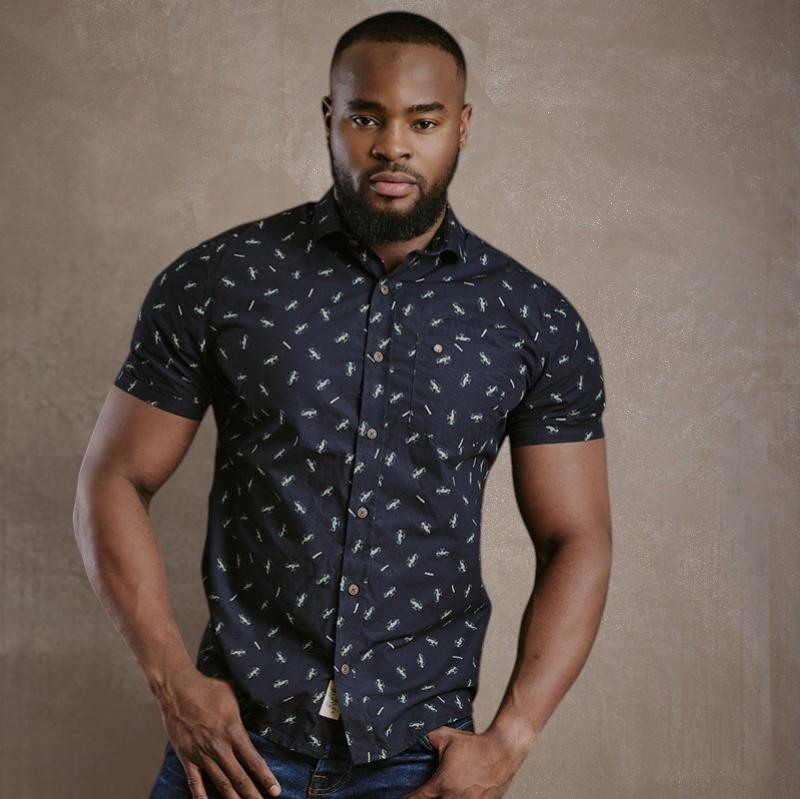 Kingsley African Summer Landy Dude Short Sleeve Shirt - Midnight