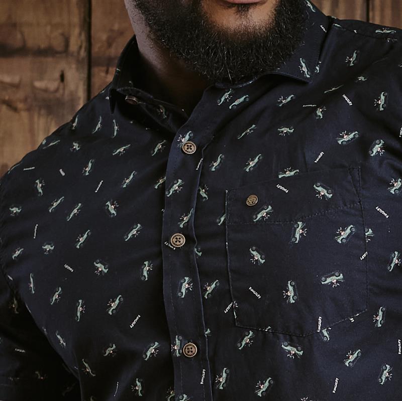 Kingsley African Summer Landy Dude Short Sleeve Shirt - Midnight
