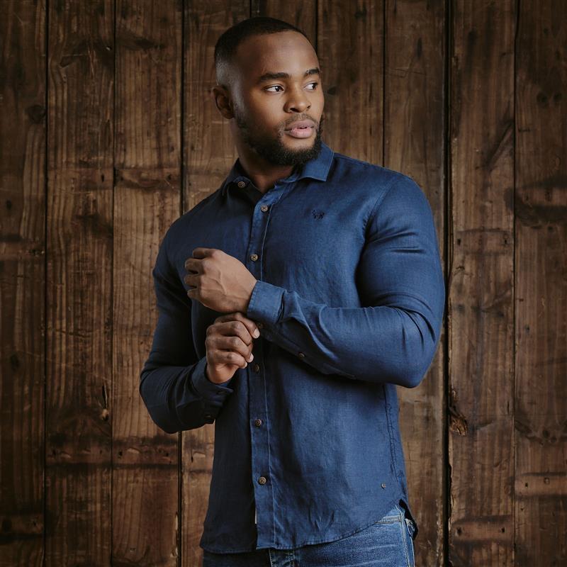 Kingsley Endless Summer Linen Slim Fit Shirt - Midnight