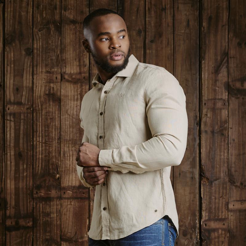 Kingsley Endless Summer Linen Slim Fit Shirt - Stone