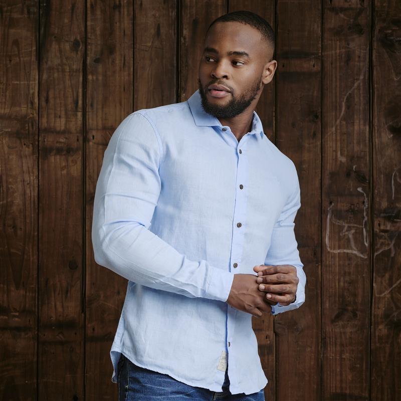 Kingsley Endless Summer Linen Slim Fit Shirt - Sky