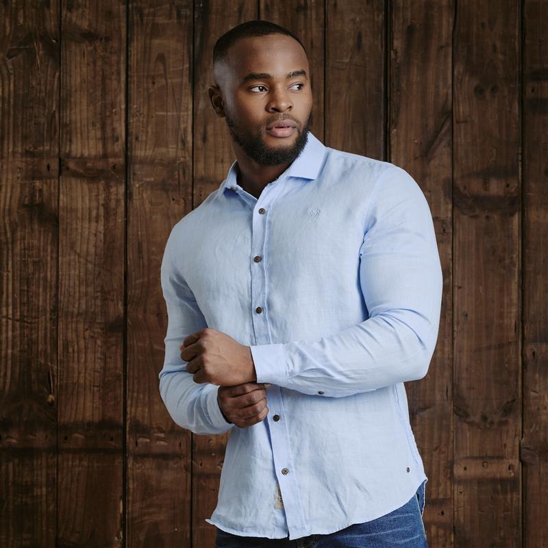 Kingsley Endless Summer Linen Slim Fit Shirt - Sky