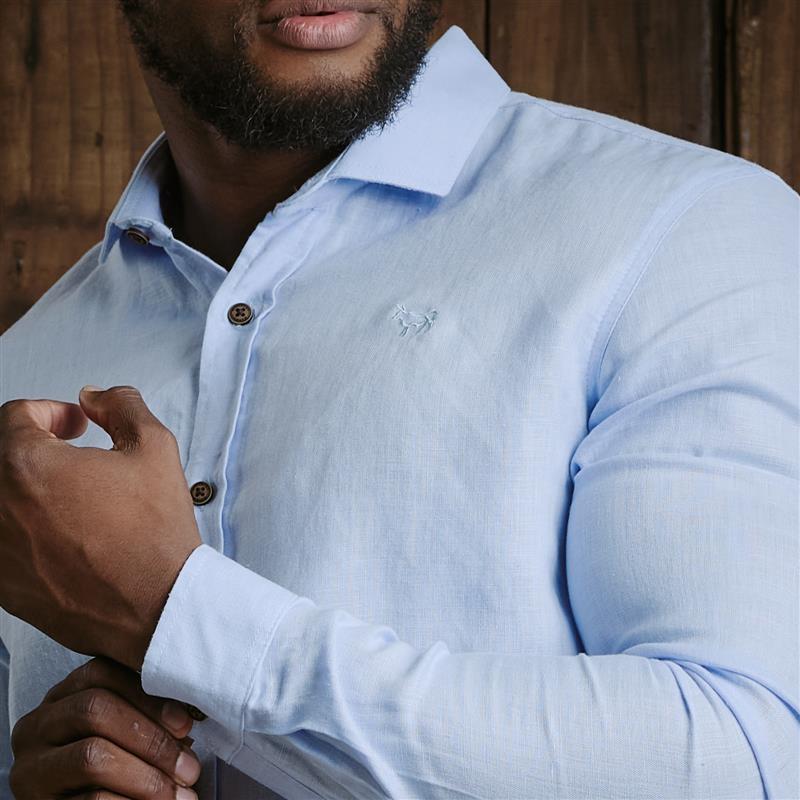 Kingsley Endless Summer Linen Slim Fit Shirt - Sky