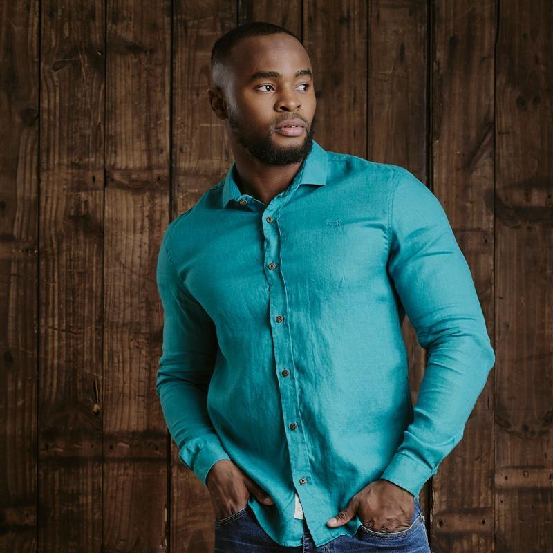 Kingsley Endless Summer Linen Slim Fit Shirt  - Teal