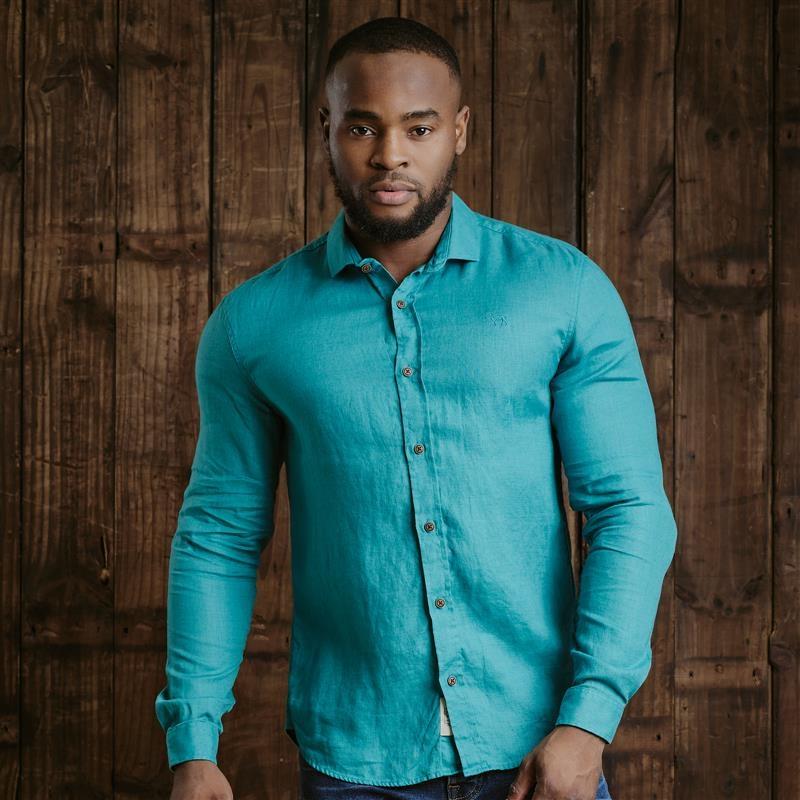 Kingsley Endless Summer Linen Slim Fit Shirt  - Teal