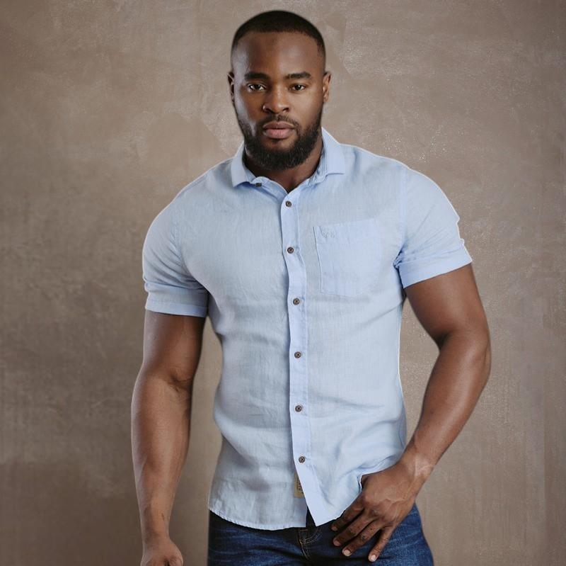 Kingsley Summer Linen Short Sleeve Shirt - Sky