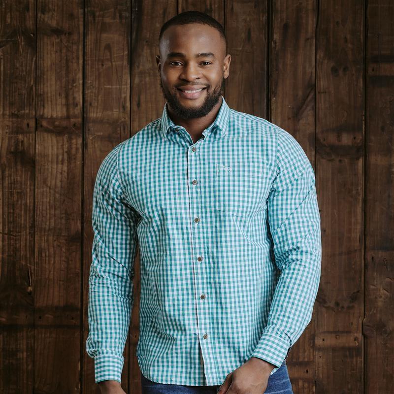 Kingsley Summer Teal Gingham Muscle Fit Shirt - Teal