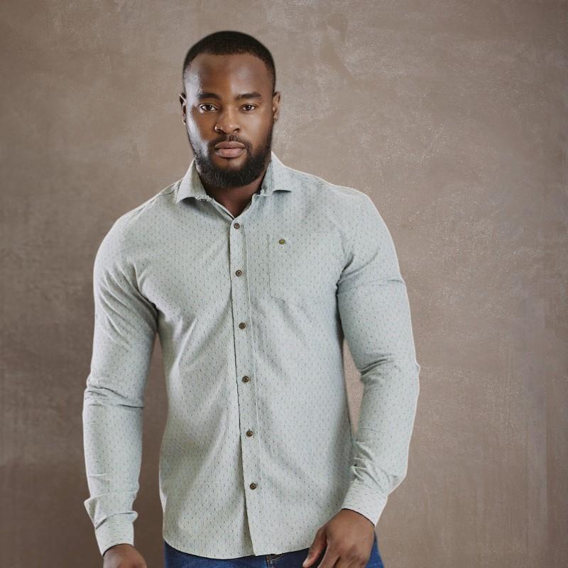 Kingsley Luxury Oxford Dobbie Slim Fit Shirt - Fatigue