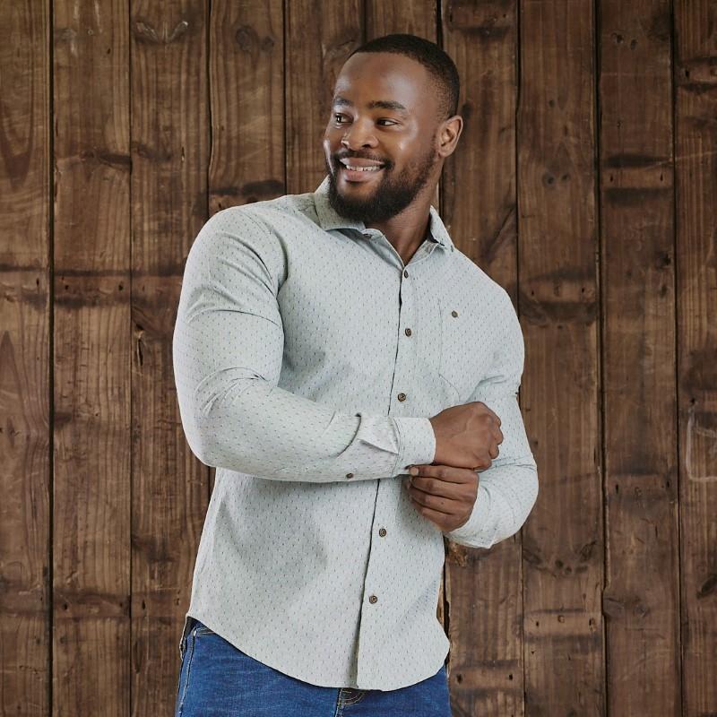 Kingsley Luxury Oxford Dobbie Slim Fit Shirt - Fatigue