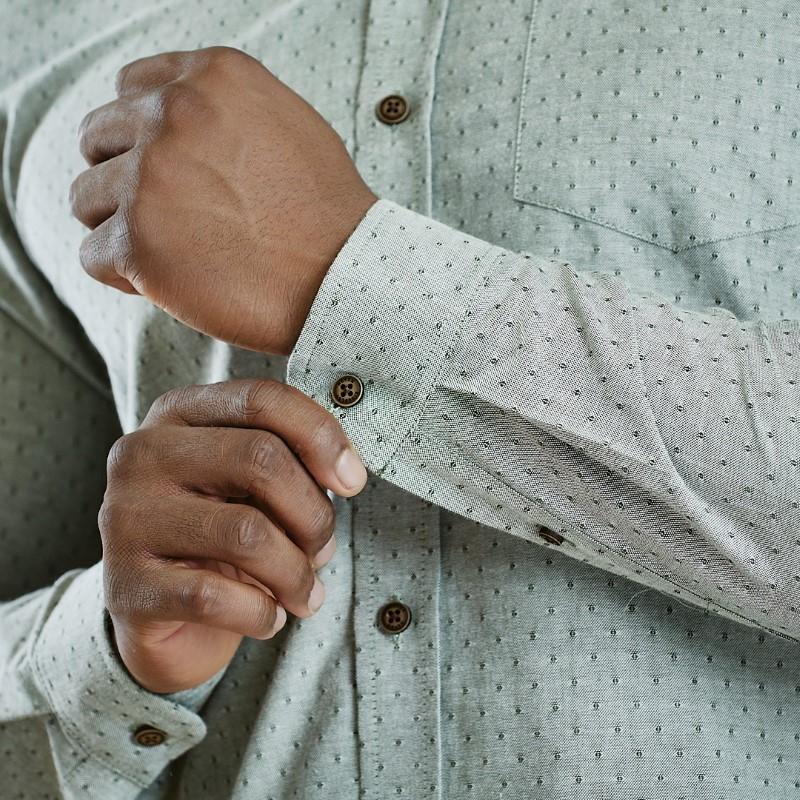 Kingsley Luxury Oxford Dobbie Slim Fit Shirt - Fatigue
