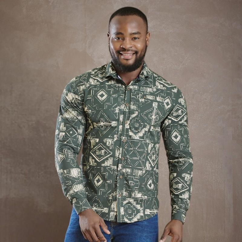 Kingsley Large Ndebele RF Longsleeve Shirt - Fatigue