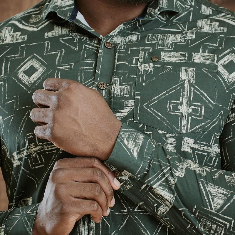Kingsley Large Ndebele RF Longsleeve Shirt - Fatigue