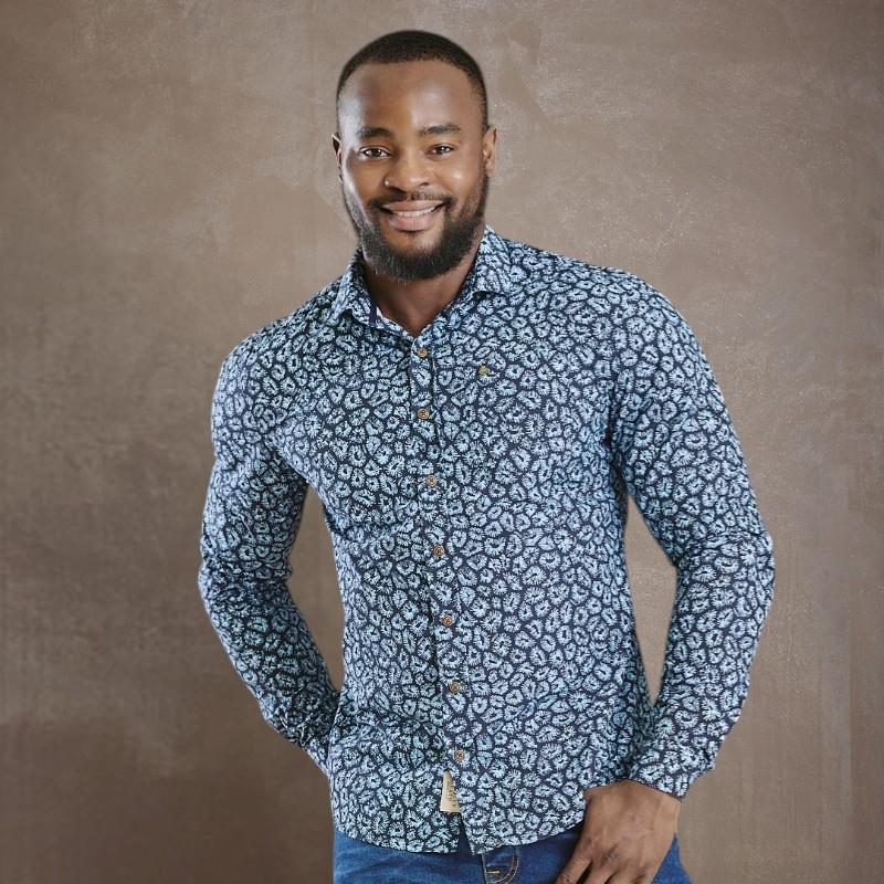 Kingsley Coral Ocean Slim Fit Shirt - Midnight