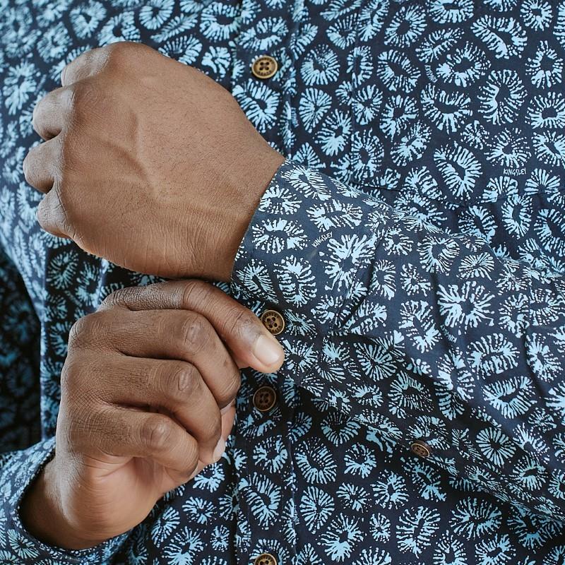 Kingsley Coral Ocean Slim Fit Shirt - Midnight