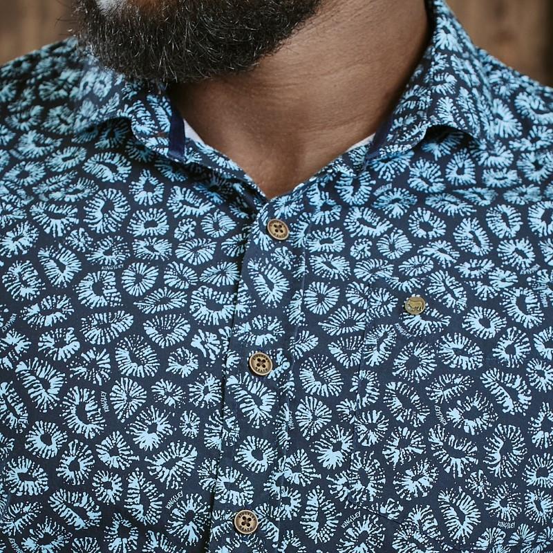 Kingsley Coral Ocean Slim Fit Shirt - Midnight