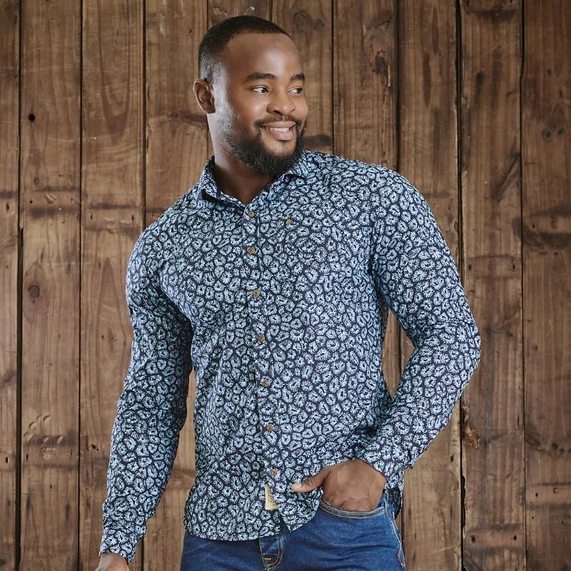 Kingsley Coral Ocean Slim Fit Shirt - Midnight
