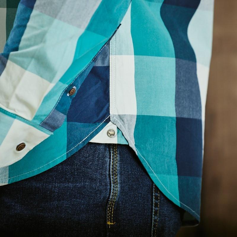 Kingsley Hidden Valley Winelands Large Pane Muscle Fit Shirt - Teal