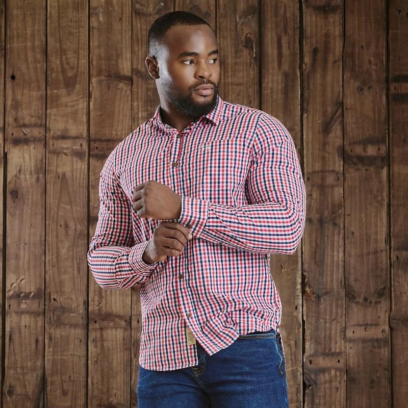 Kingsley Bastille Wine Tour Gingham Muscle Fit Shirt - Pelican