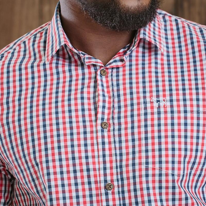 Kingsley Bastille Wine Tour Gingham Muscle Fit Shirt - Pelican