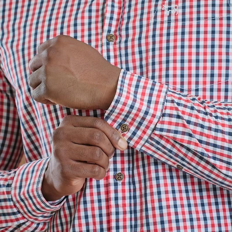 Kingsley Bastille Wine Tour Gingham Muscle Fit Shirt - Pelican
