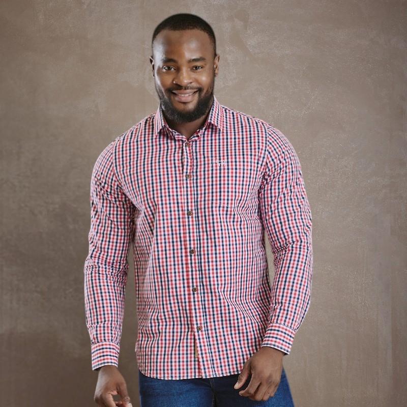 Kingsley Bastille Wine Tour Gingham Muscle Fit Shirt - Pelican