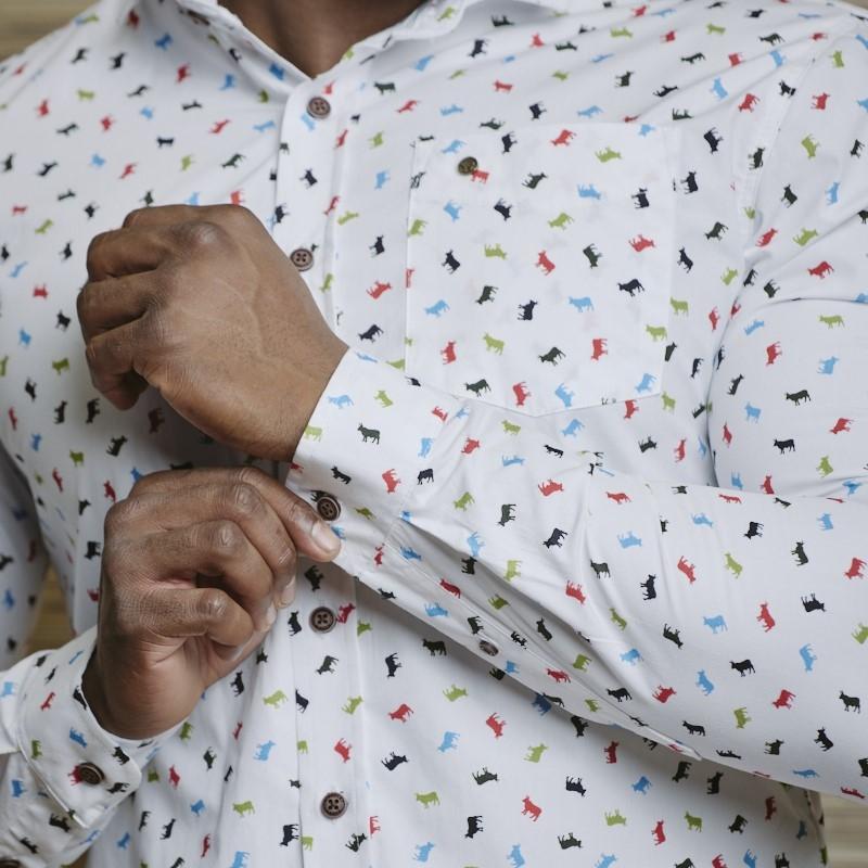 Pop Nguni Slim Fit Shirt - Pelican