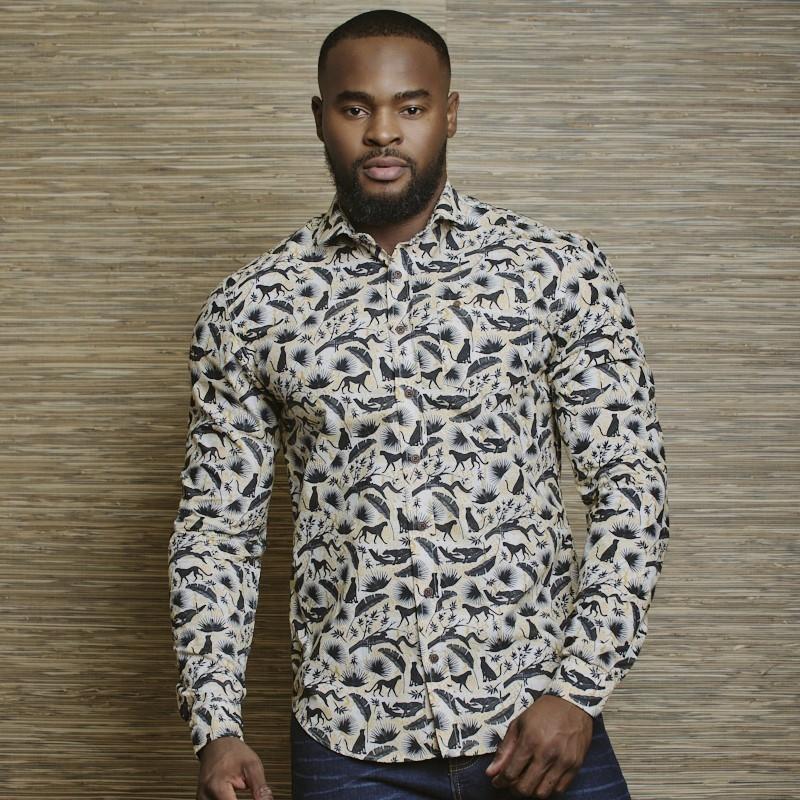 Leopard Lux Slim Fit Shirt - Pelican