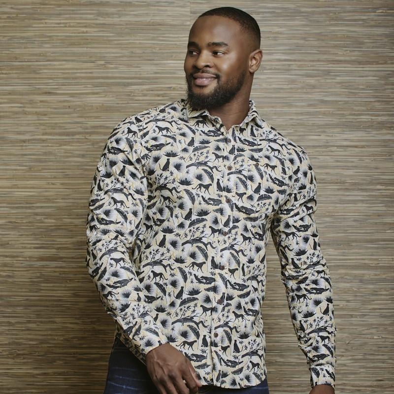Leopard Lux Slim Fit Shirt - Pelican