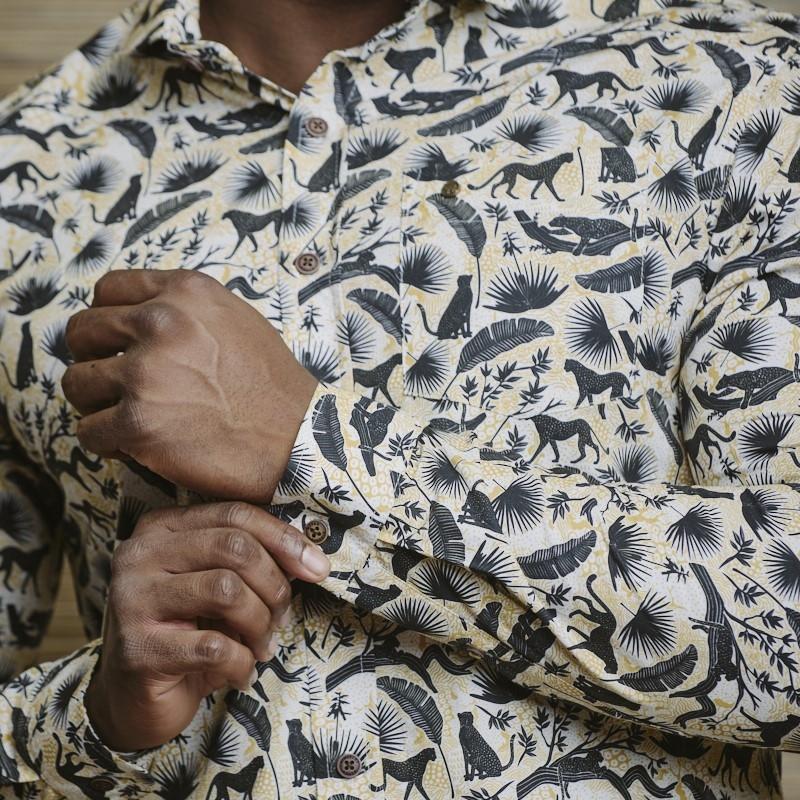 Leopard Lux Slim Fit Shirt - Pelican