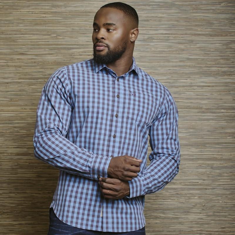 Vintage Vinyard Gingham Muscle Fit Shirt - Merlot
