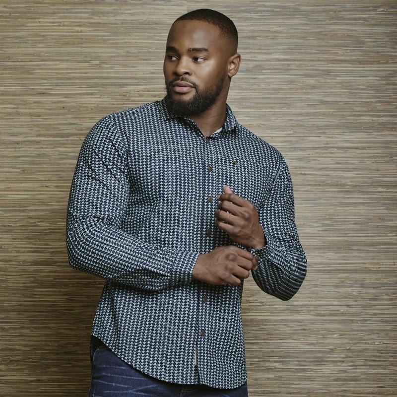 Geo Skull Slim Fit Long Sleeve Shirt - Midnight