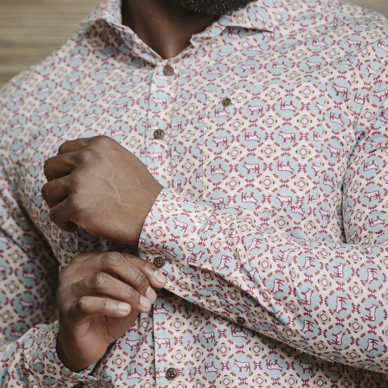Nguni Shwe Shwe Bright Slim Fit LS Shirt - Pelican