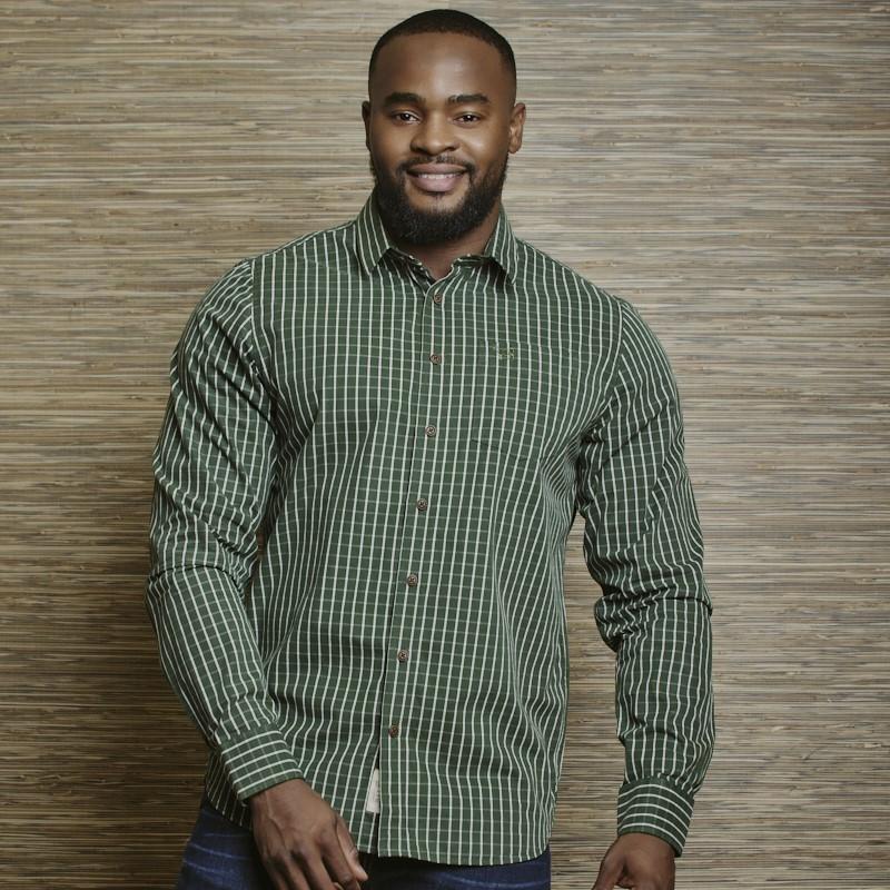 Forest Modern Gingham Muscle Fit Long Sleeve Shirt - Forest