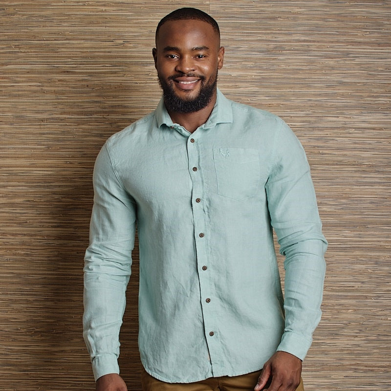 Endless Horizons Linen Slim Fit LS Shirt - Mint