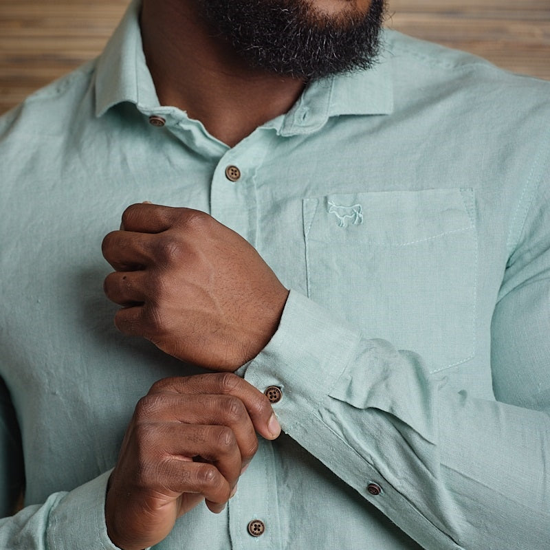 Endless Horizons Linen Slim Fit LS Shirt - Mint