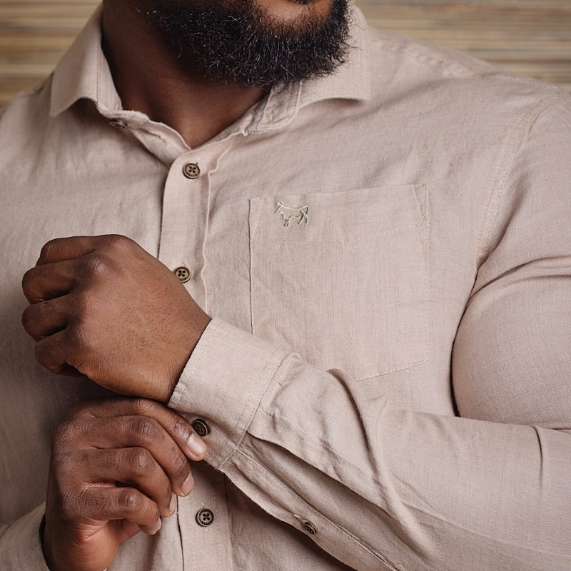 Endless Horizons Linen Slim Fit LS Shirt - Urchin