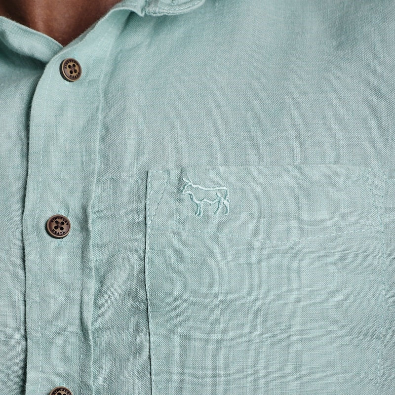 Endless Horizons Linen Slim Fit SS SF Shirt - Mint