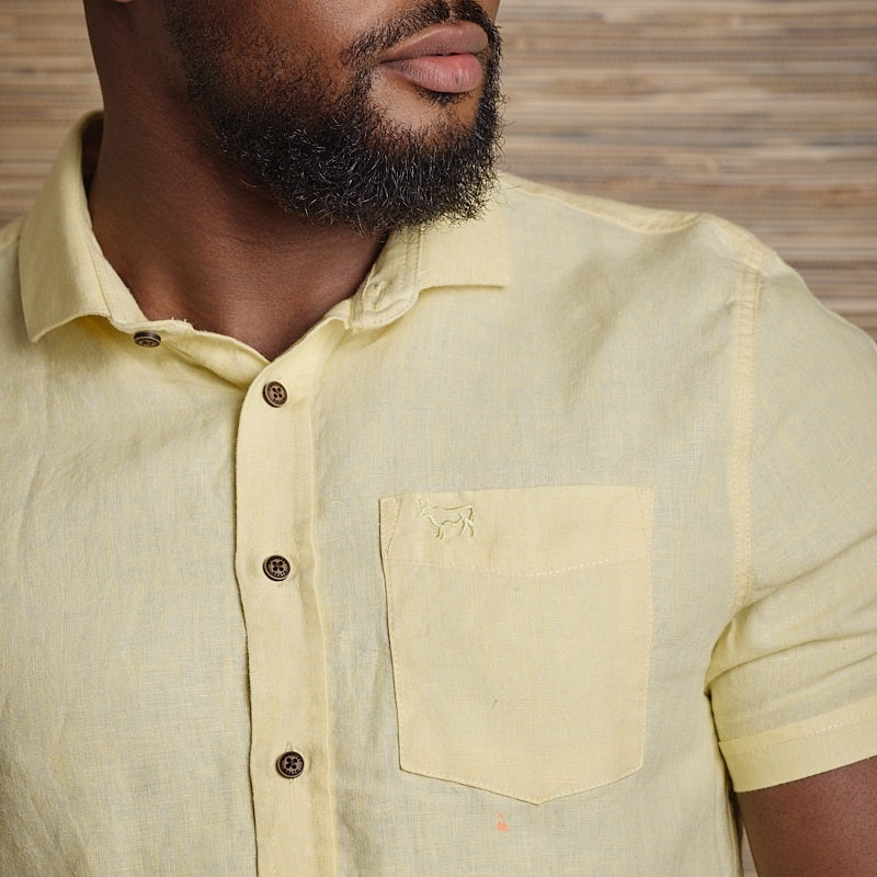 Endless Horizons Linen Slim Fit SS SF Shirt - Acacia