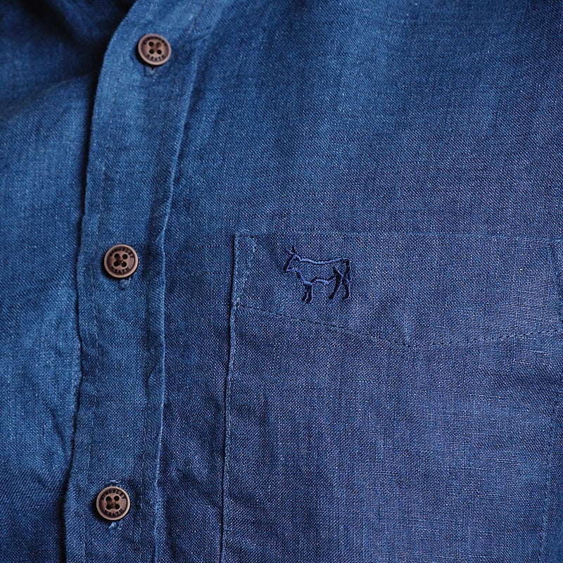Endless Horizons Linen Slim Fit SS SF Shirt - Marine