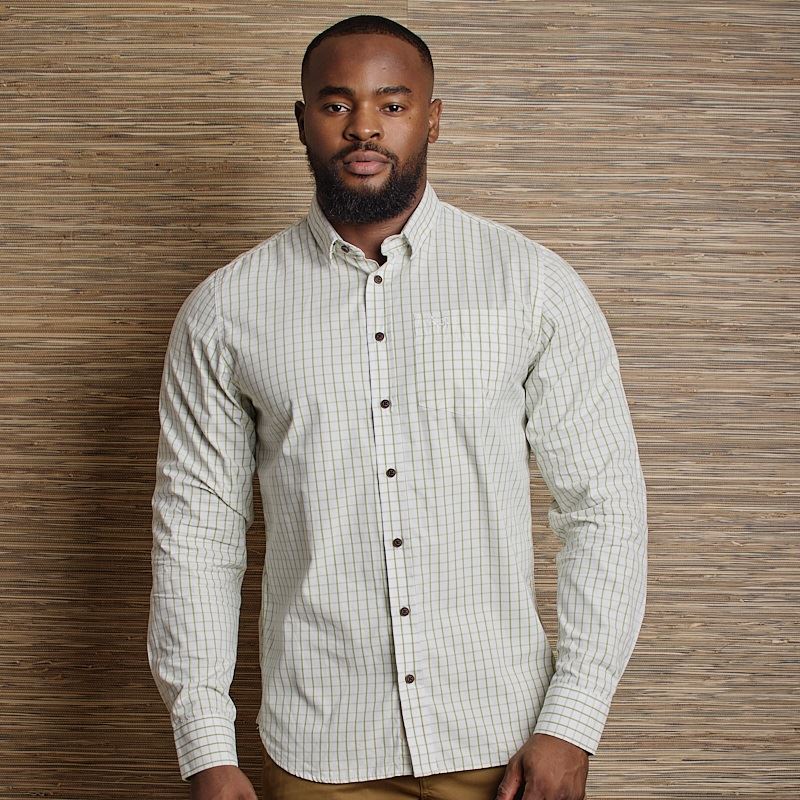 Bishops Court Check Muscle Fit LS Shirt - Pelican